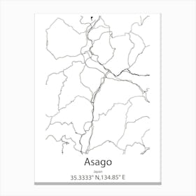 Asago,Japan Minimalist Map Canvas Print