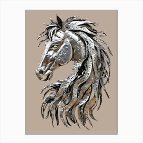 Elegant Metallic Horse Head Sculpture Artwork Canvas Print