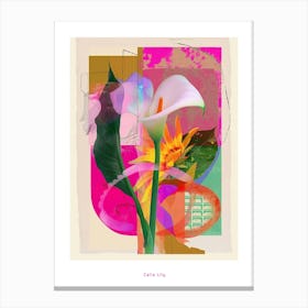 Calla Lily 2 Neon Flower Collage Poster Canvas Print
