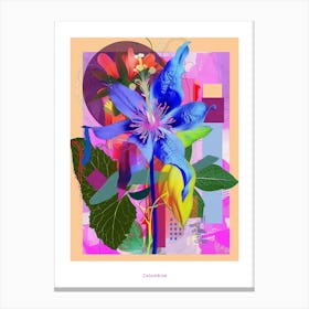 Columbine 4 Neon Flower Collage Poster Canvas Print