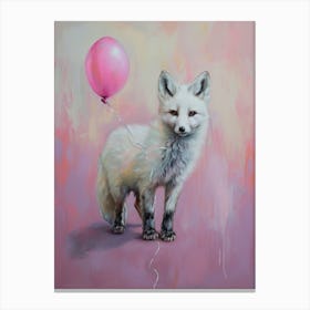Cute Arctic Fox 3 With Balloon Canvas Print