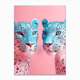 Two Leopards On Pink Background Canvas Print