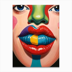 Woman With Colorful Lips Canvas Print