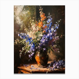 Baroque Floral Still Life Larkspur 1 Canvas Print