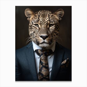 African Leopard Wearing A Suit 1 Canvas Print