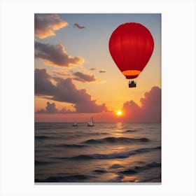 Balloon Flight Over The Ocean 1 Canvas Print