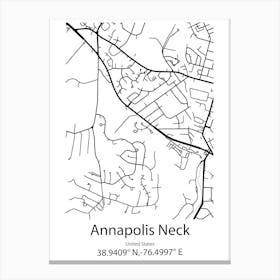 Annapolis,United States Minimalist Map Canvas Print