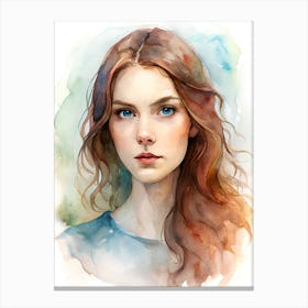 watercolor beautiful girl Canvas Print