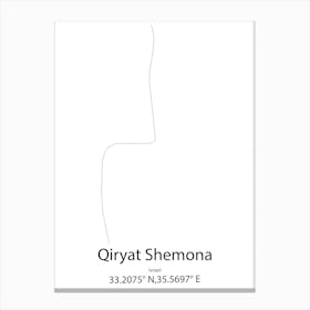 Qiryat Shemona,Israel Minimalist Map Canvas Print