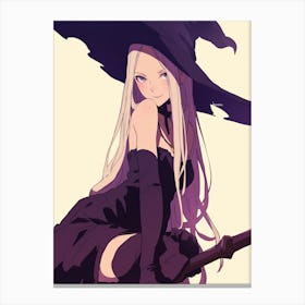 Witch With A Broom Canvas Print