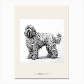 Komondor Dog Line Sketch 1 Poster Canvas Print