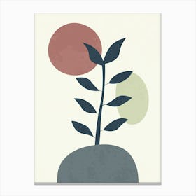 Minimalist Abstract Floral Art with Retro Circles Canvas Print