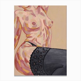 Lingerie Lady Nude Canvas Print