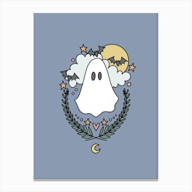 Cute Ghost | Slate Blue Canvas Print