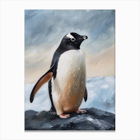 Adlie Penguin Bartolom Island Oil Painting 2 Canvas Print