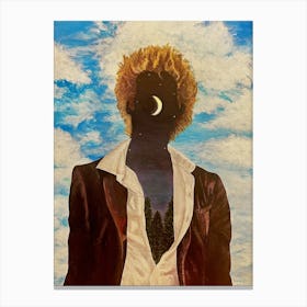 He Is The Night Surreal Portrait of Man Cloudy Sky Canvas Print
