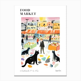 The Food Market In Berlin 2 Illustration Poster Canvas Print