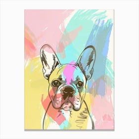 French Bulldog Pastel Line Watercolour Illustration  3 Canvas Print