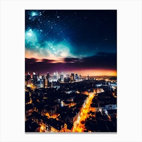 Night Sky Over City 8 Canvas Print