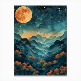 Moonlight In The Mountains Canvas Print