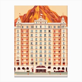 Orange Faceted Mountain Grand Budapest Style Wes Anderson Orange Fire Canvas Print