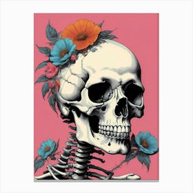 Floral Skeleton In The Style Of Pop Art (57) Canvas Print
