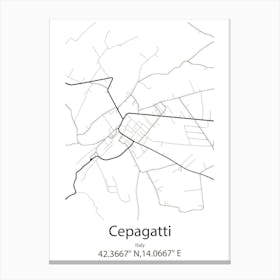 Cepagatti,Italy Minimalist Map Toile