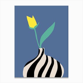 Black And White Striped Vase Canvas Print