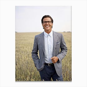 Businessman Smartly Dressed In A Grey Suit With Crisp Button Down Shirt And Jeans Stands Confident (5) Canvas Print