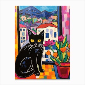 Painting Of A Cat In Gubbio Italy 2 Canvas Print