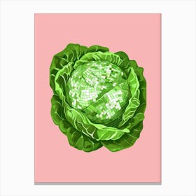 Disco Ball Lettuce Pink Art Disco Poster Trendy Aesthetic Art Food Kitchen Canvas Print