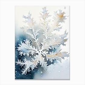 Fernlike Stellar Dendrites, Snowflakes, Storybook Watercolours 2 Canvas Print