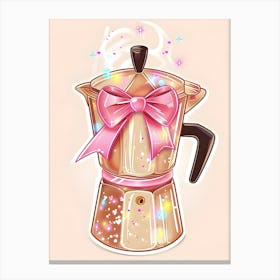 Coffee Maker With Pink Bow Canvas Print