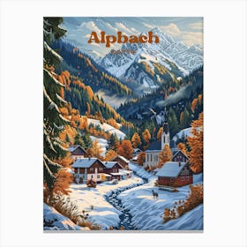 Alpbach Austria Beautiful Digital Travel Illustration Canvas Print