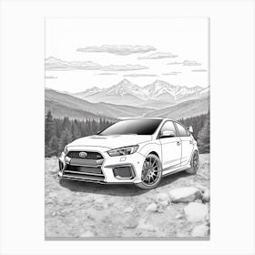 Ford Focus Rs Line Drawing 2 Canvas Print