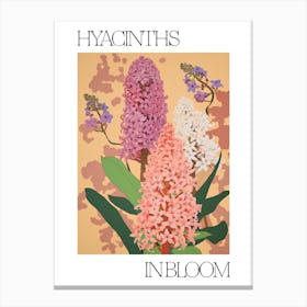 Hyacinths In Bloom Flowers Bold Illustration 4 Canvas Print