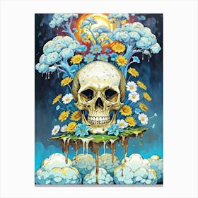 Surrealist Floral Skull Painting (47) Canvas Print