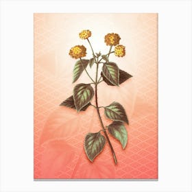 Tickberry Vintage Botanical in Peach Fuzz Hishi Diamond Pattern n.0294 Canvas Print