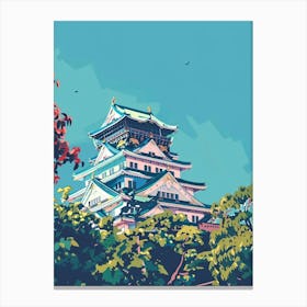 Osaka Castle 2 Colourful Illustration Canvas Print