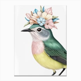 Bird With Flowers On Its Head 4 Canvas Print