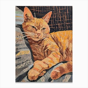 Chartreux Cat Relief Illustration 4 Canvas Print
