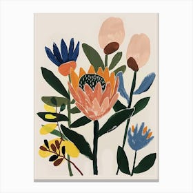 Painted Florals Protea 4 Canvas Print