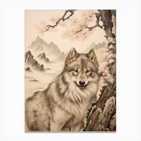 Japanese Wolf Vintage Style 4 Canvas Print