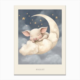 Sleeping Baby Piglet Nursery Poster Canvas Print