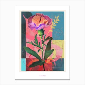 Carnation8 Neon Flower Collage Poster Canvas Print