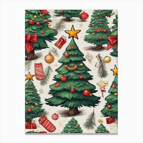 Christmas Tree Seamless Pattern Canvas Print