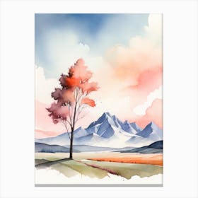 Tranquil Mountains In Minimalist Watercolor Vertical Composition 43 Canvas Print