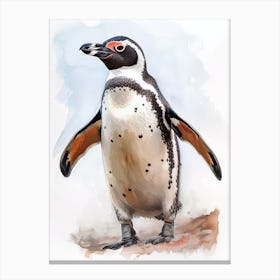 Humboldt Penguin Bartolom Island Watercolour Painting 2 Canvas Print