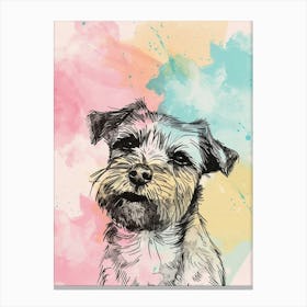 Border Terrier Dog Pastel Line Watercolour Illustration  2 Canvas Print