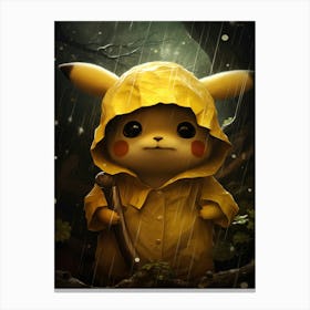 Pikachu In The Rain 3 Canvas Print